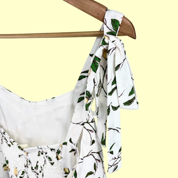 Daisy & Delilah NWT Amani Tie Strap Peplum Top Large Lemon Print Bustier Linen - Picture 9 of 16